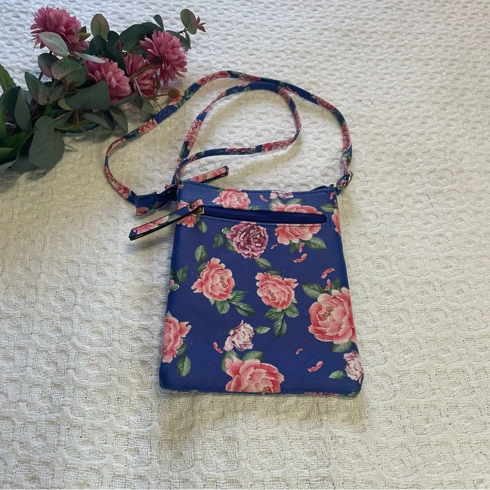 Pen + Gear Floral‎ Crossbody Bag - Blue and Pink